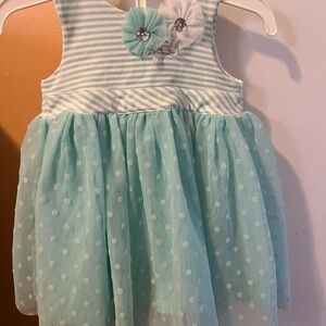 12 mth Little Me Mint and White Polka Dot Dress